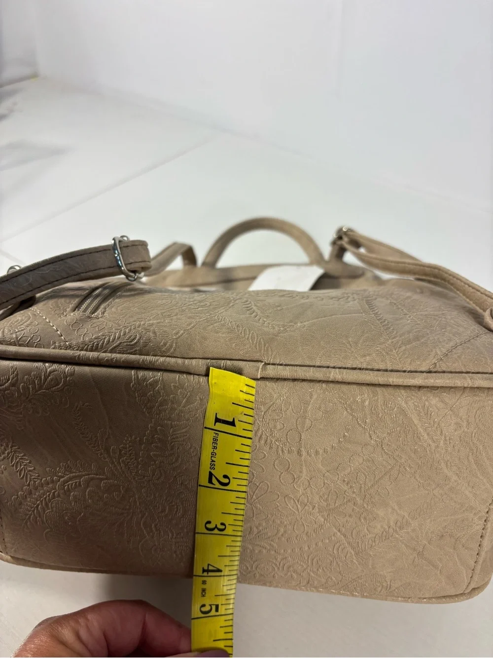 NWT MultiSac Taupe Vegan Leather Mini Backpack Purse Travel Organizer Floral